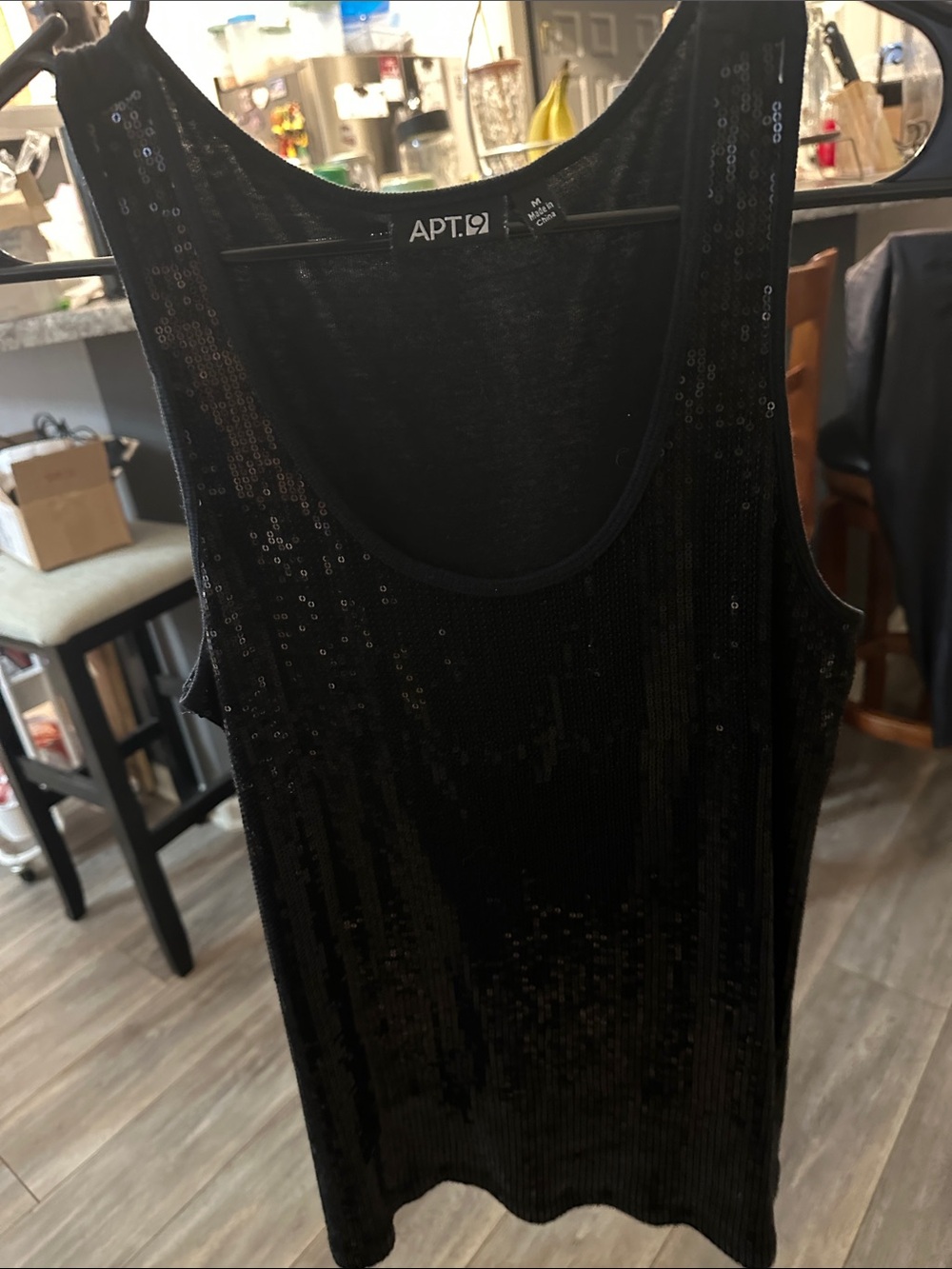 Apt. 9 Black Sequin Scoop Neck Tank